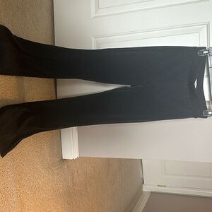 Grey flared leggings.